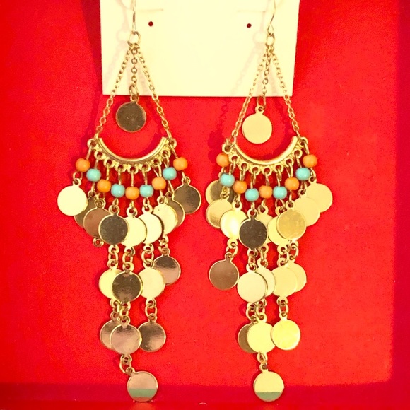 NWOT Natasha Access. Bead Disc Dangle Earrings - Picture 3 of 5